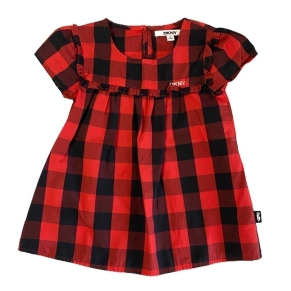 Dkny Girls Buffalo Check Plaid Dress Size 5 - Picture 1 of 4
